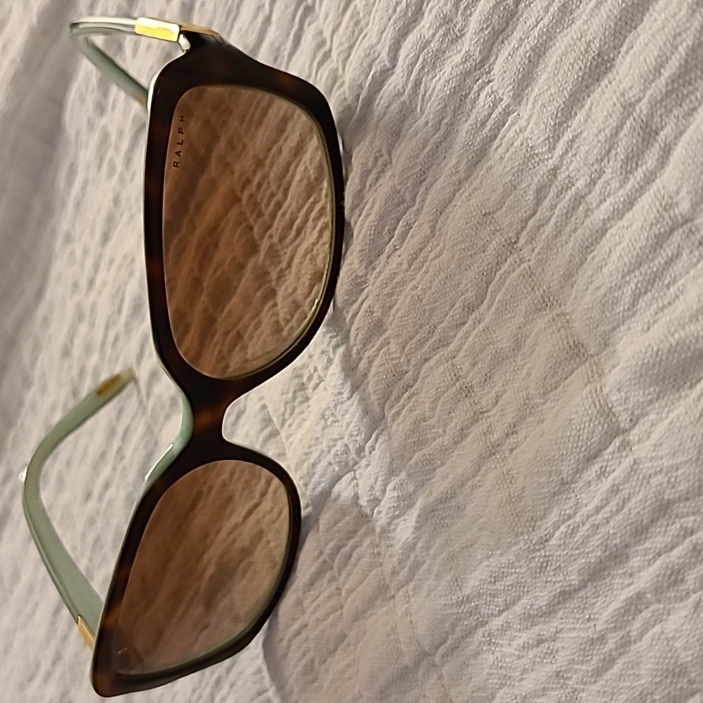 Ralph tortoise sunglasses with light aqua accent